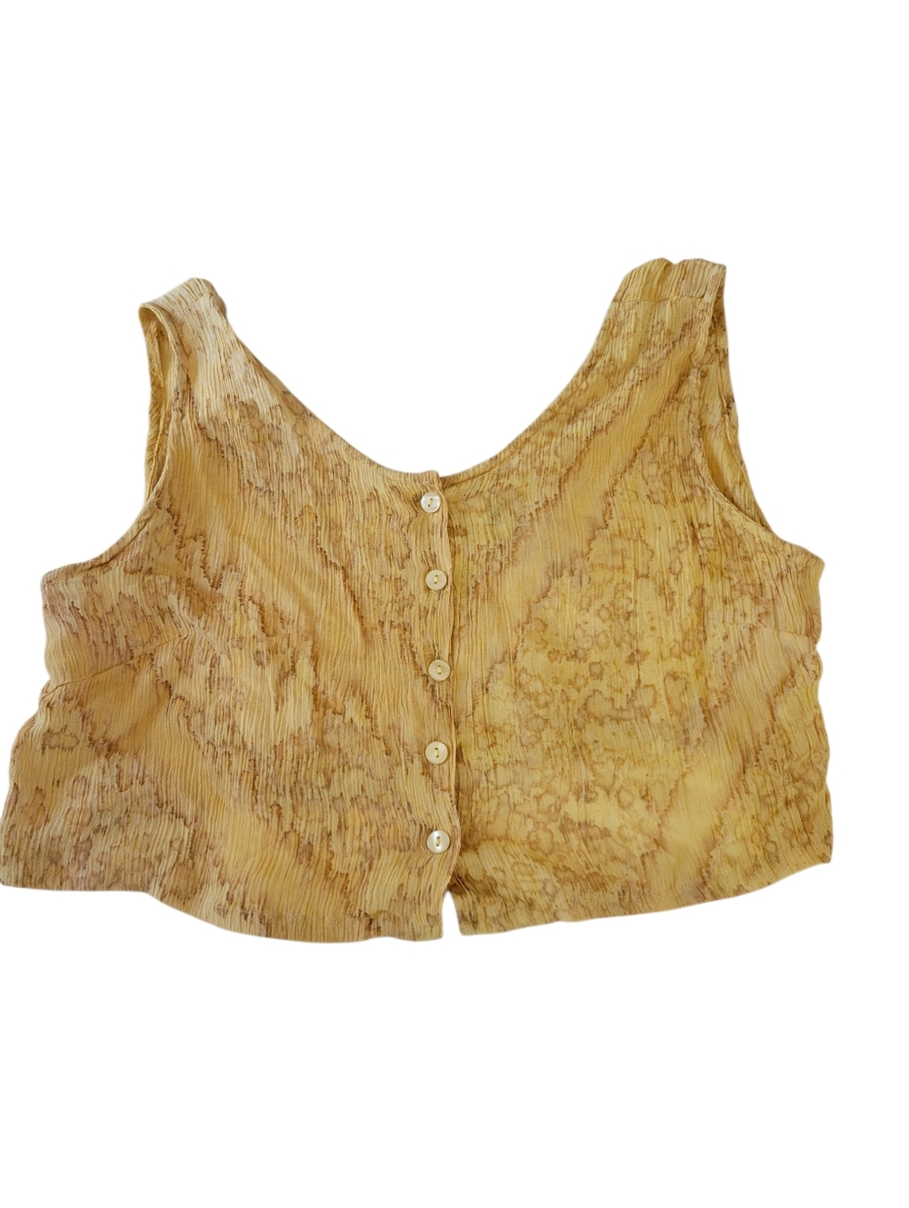 Vintage Encounter Crop Top With Buttons Womens Size Small Yellow Boho Hippie - Picture 3 of 11